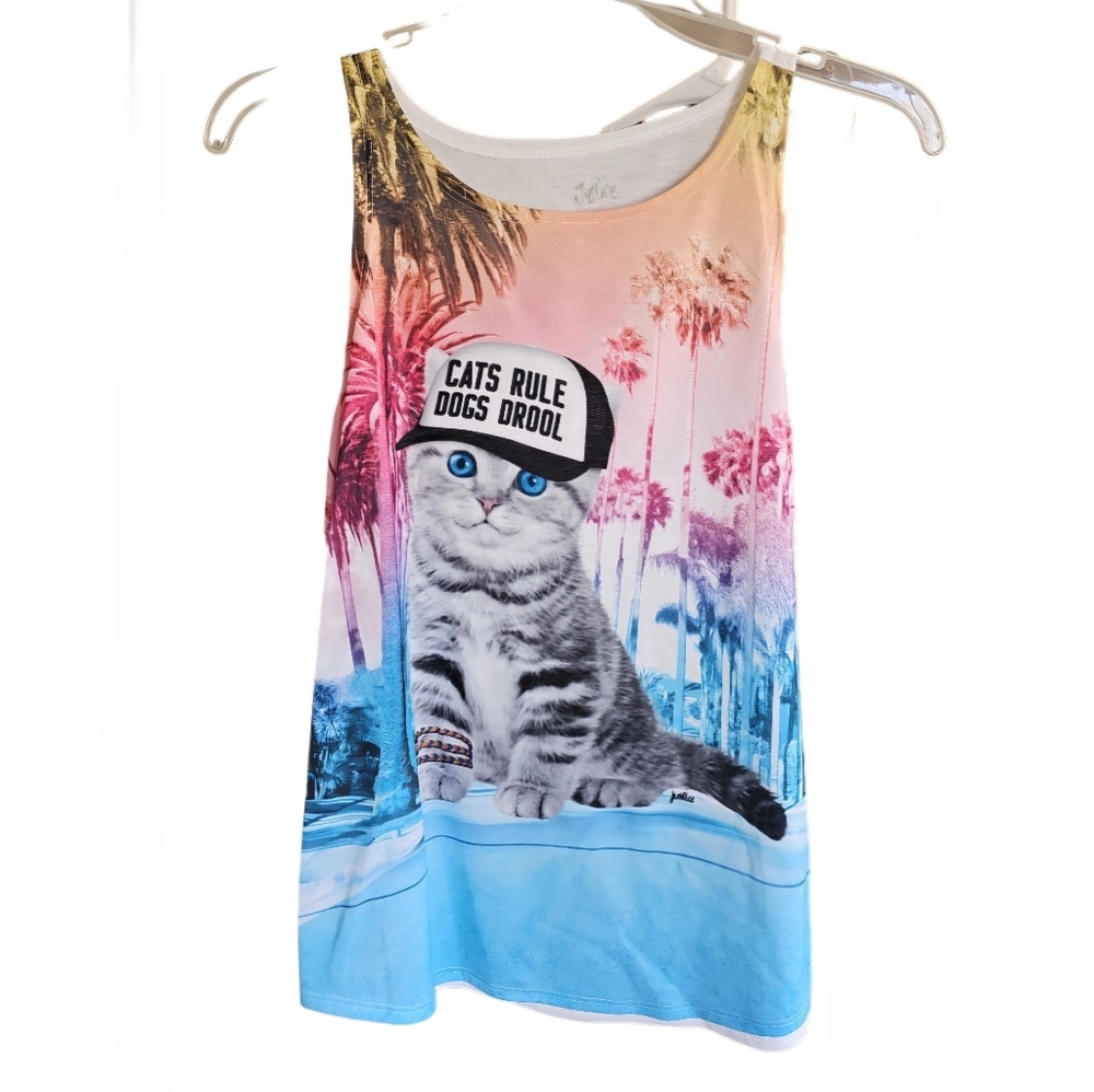 NEW Justice Cats Rule Dogs Drool tank top shirt size 20